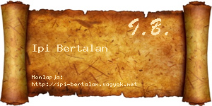 Ipi Bertalan névjegykártya